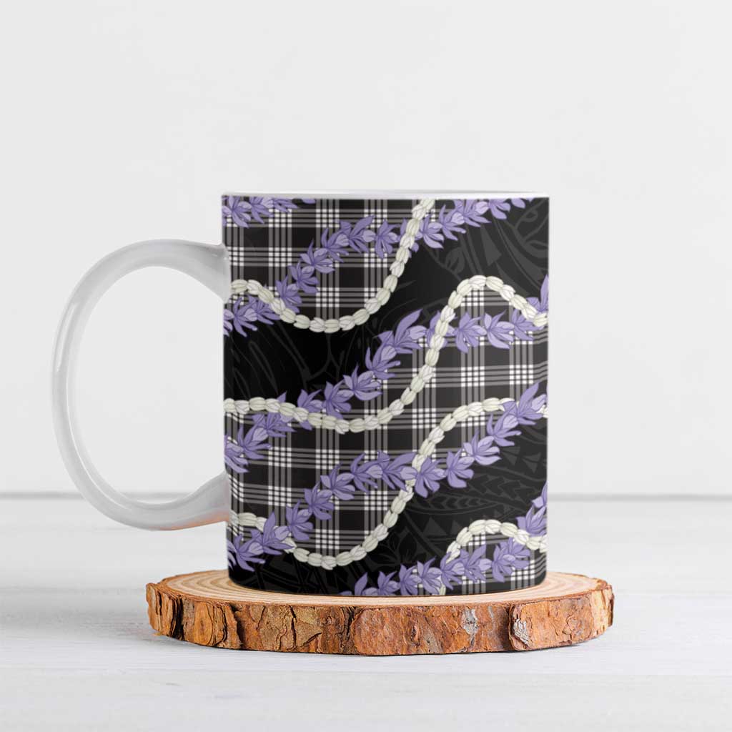 Black Hawaii Palaka Honohono Pikake Ceramic Mug Hawaiian Orchid Lei Polynesian Pattern LT14 Black - Polynesian Pride