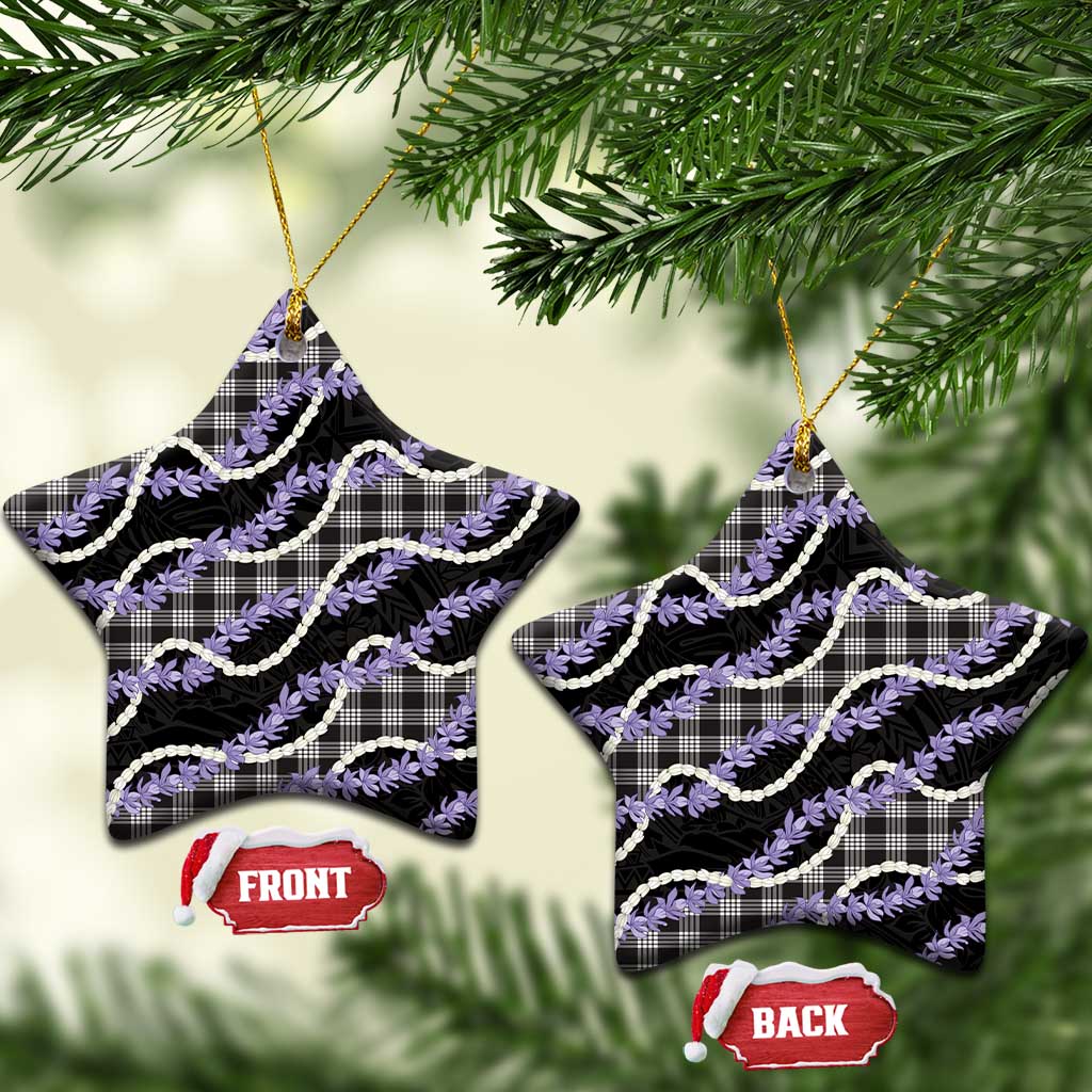 Black Hawaii Palaka Honohono Pikake Ceramic Ornament Hawaiian Orchid Lei Polynesian Pattern LT14 Star Black - Polynesian Pride