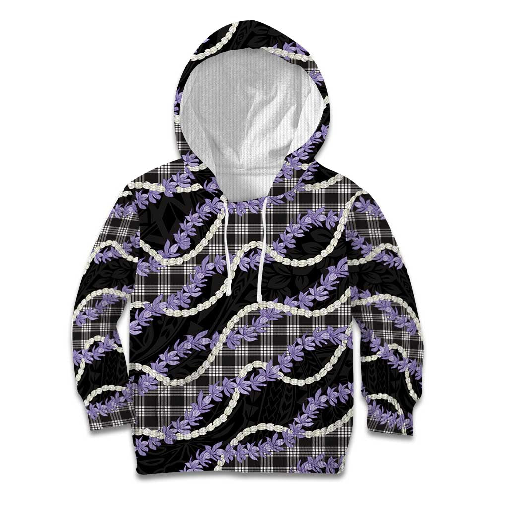 Black Hawaii Palaka Honohono Pikake Kid Hoodie Hawaiian Orchid Lei Polynesian Pattern LT14 Hoodie Black - Polynesian Pride
