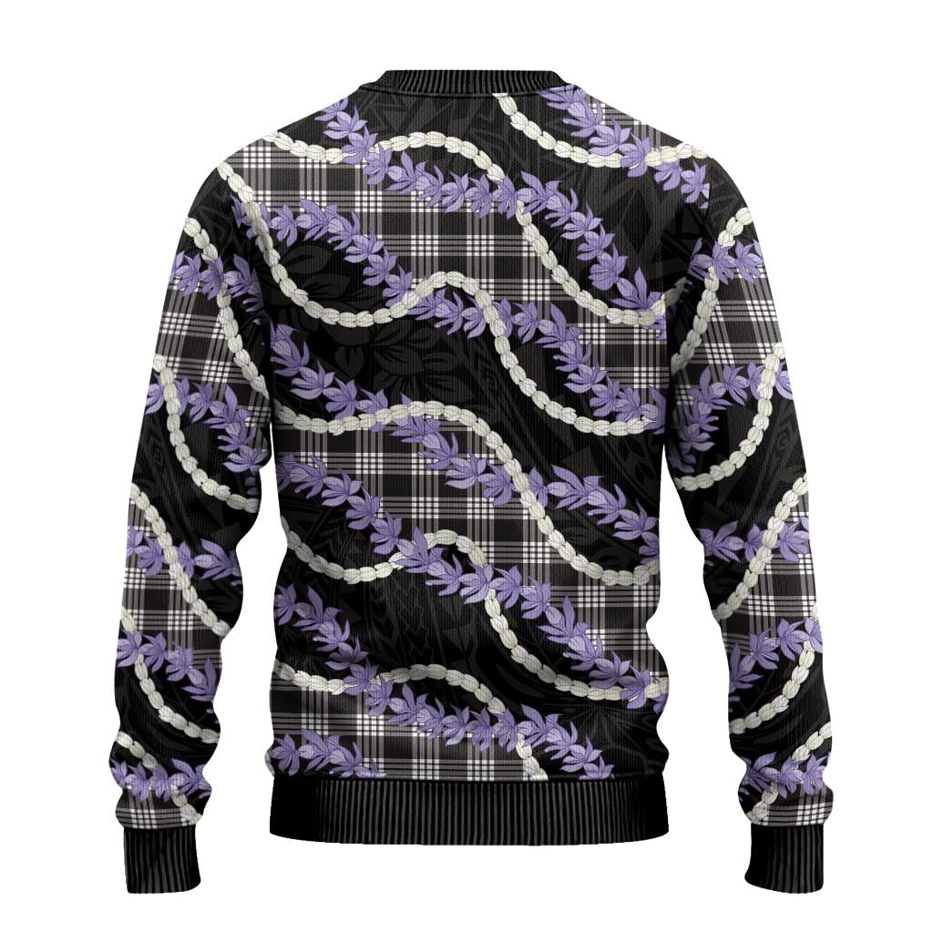 Black Hawaii Palaka Honohono Pikake Ugly Christmas Sweater Hawaiian Orchid Lei Polynesian Pattern LT14 - Polynesian Pride