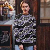 Black Hawaii Palaka Honohono Pikake Ugly Christmas Sweater Hawaiian Orchid Lei Polynesian Pattern LT14 - Polynesian Pride