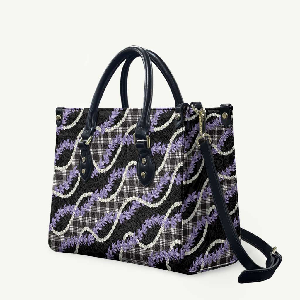 Black Hawaii Palaka Honohono Pikake Leather Bag Hawaiian Orchid Lei Polynesian Pattern LT14 Black - Polynesian Pride