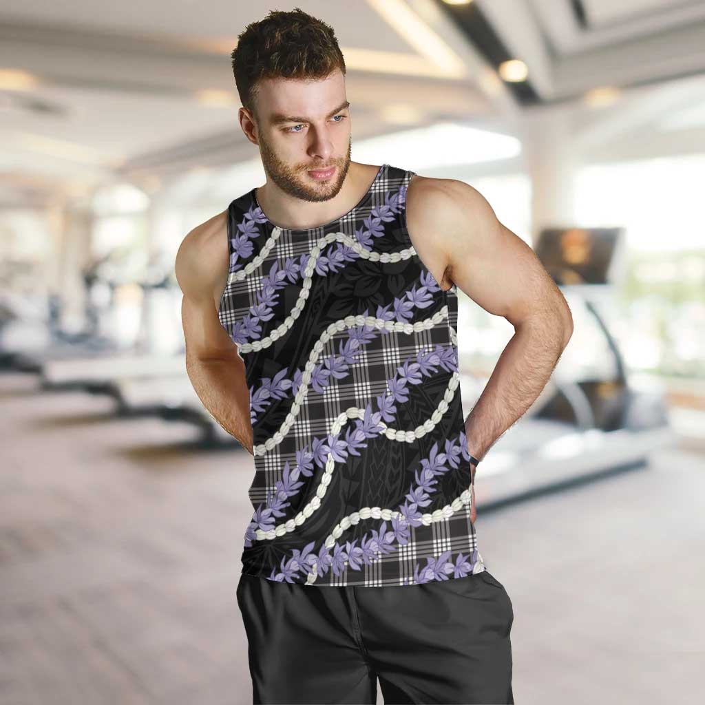 Black Hawaii Palaka Honohono Pikake Men Tank Top Hawaiian Orchid Lei Polynesian Pattern LT14 Black - Polynesian Pride