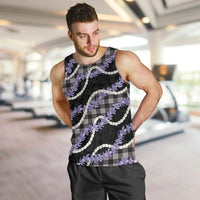 Black Hawaii Palaka Honohono Pikake Men Tank Top Hawaiian Orchid Lei Polynesian Pattern LT14 Black - Polynesian Pride