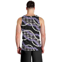 Black Hawaii Palaka Honohono Pikake Men Tank Top Hawaiian Orchid Lei Polynesian Pattern LT14 - Polynesian Pride