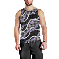Black Hawaii Palaka Honohono Pikake Men Tank Top Hawaiian Orchid Lei Polynesian Pattern LT14 - Polynesian Pride