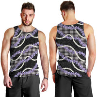 Black Hawaii Palaka Honohono Pikake Men Tank Top Hawaiian Orchid Lei Polynesian Pattern LT14 - Polynesian Pride