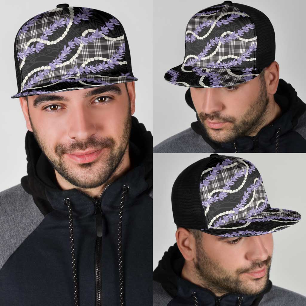 Black Hawaii Palaka Honohono Pikake Mesh Trucker Cap Hawaiian Orchid Lei Polynesian Pattern LT14 - Polynesian Pride