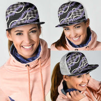 Black Hawaii Palaka Honohono Pikake Mesh Trucker Cap Hawaiian Orchid Lei Polynesian Pattern LT14 - Polynesian Pride