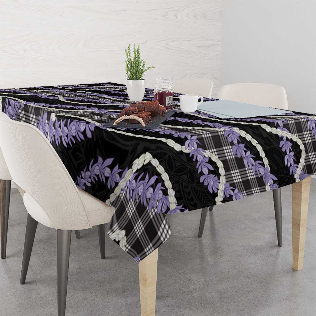 Black Hawaii Palaka Honohono Pikake Tablecloth Hawaiian Orchid Lei Polynesian Pattern LT14 - Polynesian Pride