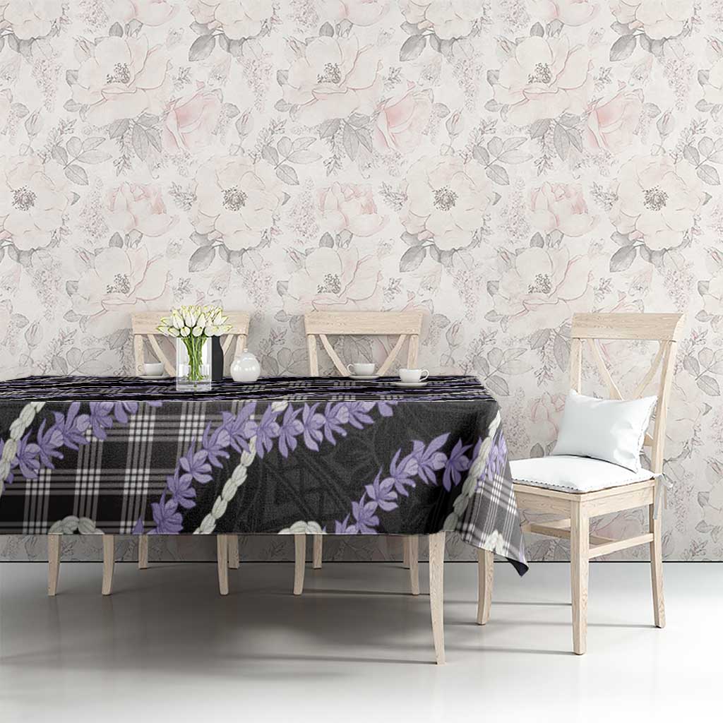 Black Hawaii Palaka Honohono Pikake Tablecloth Hawaiian Orchid Lei Polynesian Pattern LT14 - Polynesian Pride