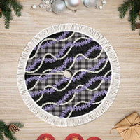 Black Hawaii Palaka Honohono Pikake Tree Skirt Hawaiian Orchid Lei Polynesian Pattern LT14 Fringed Black - Polynesian Pride