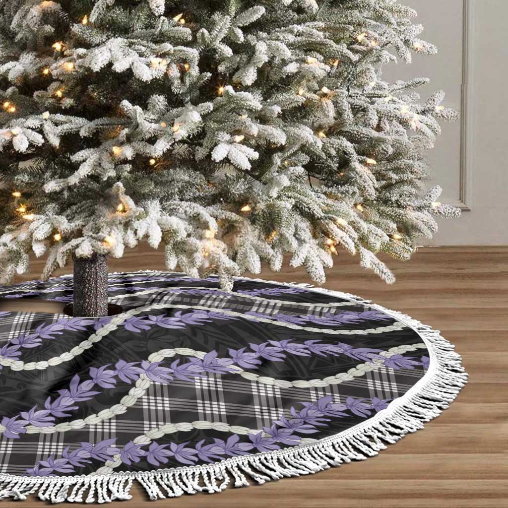 Black Hawaii Palaka Honohono Pikake Tree Skirt Hawaiian Orchid Lei Polynesian Pattern LT14 - Polynesian Pride