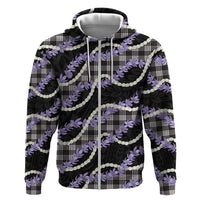 Black Hawaii Palaka Honohono Pikake Zip Hoodie Hawaiian Orchid Lei Polynesian Pattern LT14 Zip Hoodie Black - Polynesian Pride
