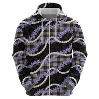 Black Hawaii Palaka Honohono Pikake Zip Hoodie Hawaiian Orchid Lei Polynesian Pattern LT14 - Polynesian Pride