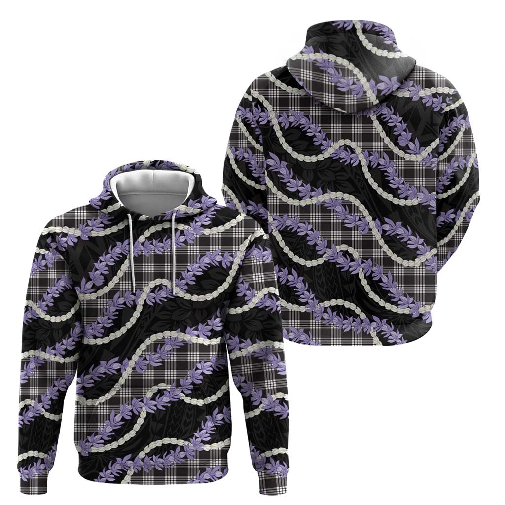 Black Hawaii Palaka Honohono Pikake Zip Hoodie Hawaiian Orchid Lei Polynesian Pattern LT14 - Polynesian Pride