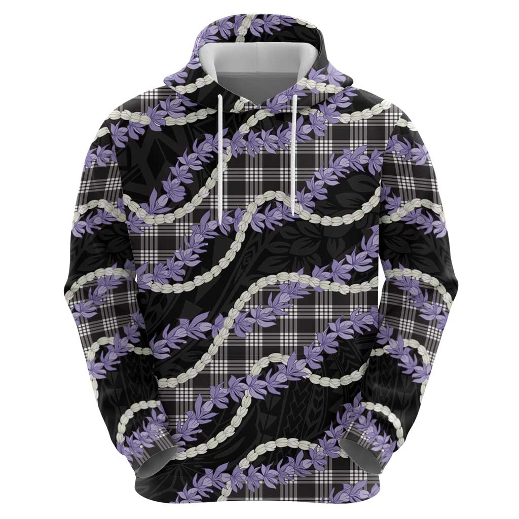 Black Hawaii Palaka Honohono Pikake Zip Hoodie Hawaiian Orchid Lei Polynesian Pattern LT14 - Polynesian Pride