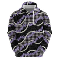 Black Hawaii Palaka Honohono Pikake Zip Hoodie Hawaiian Orchid Lei Polynesian Pattern LT14 - Polynesian Pride