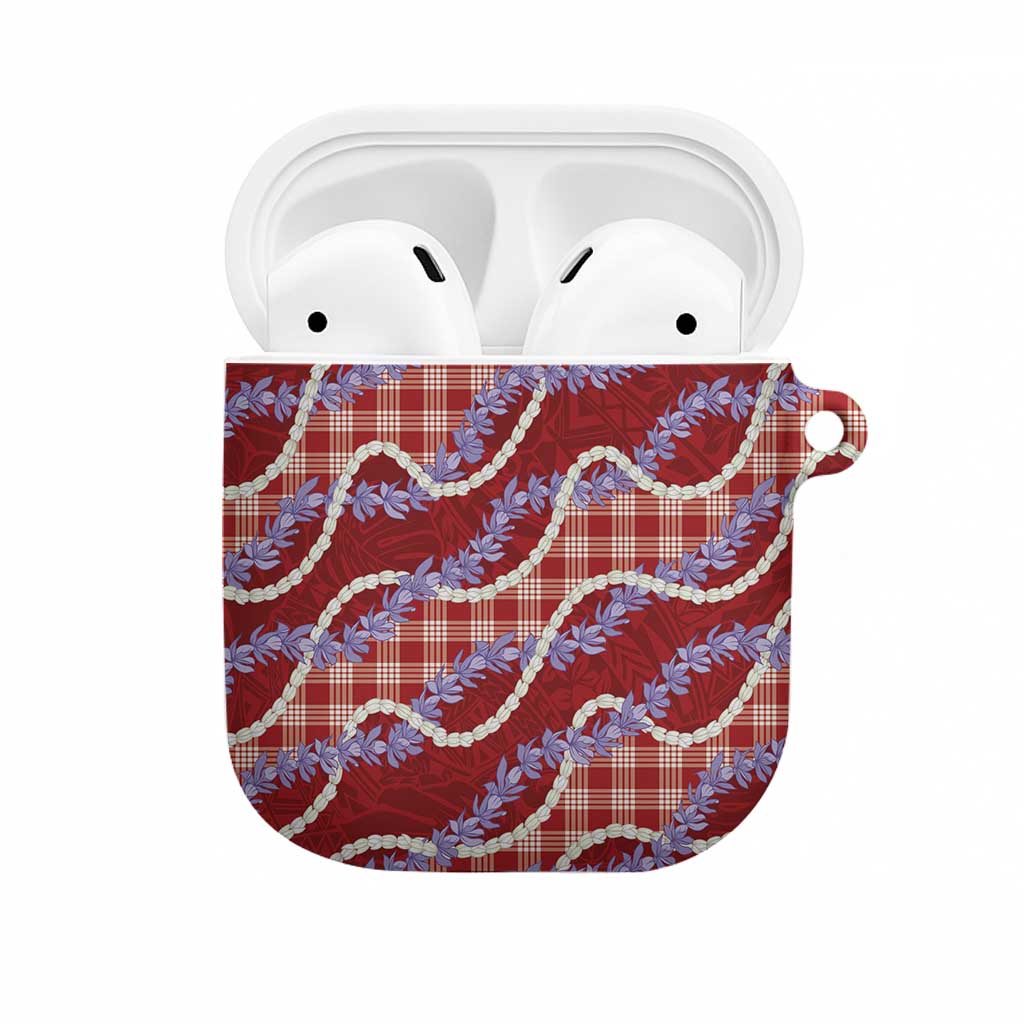 Red Hawaii Palaka Honohono Pikake AirPods Case Hawaiian Orchid Lei Polynesian Pattern LT14 Red - Polynesian Pride