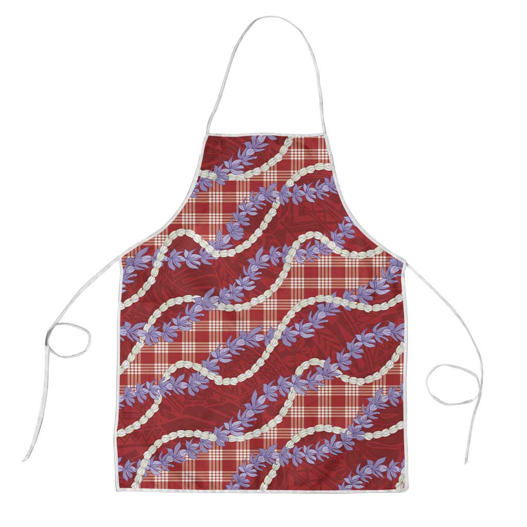Red Hawaii Palaka Honohono Pikake Apron Hawaiian Orchid Lei Polynesian Pattern LT14 Red - Polynesian Pride