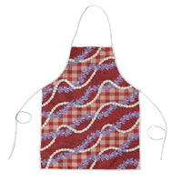 Red Hawaii Palaka Honohono Pikake Apron Hawaiian Orchid Lei Polynesian Pattern LT14 Red - Polynesian Pride