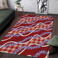 Red Hawaii Palaka Honohono Pikake Area Rug Hawaiian Orchid Lei Polynesian Pattern LT14 Red - Polynesian Pride