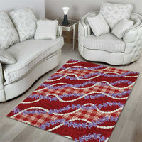 Red Hawaii Palaka Honohono Pikake Area Rug Hawaiian Orchid Lei Polynesian Pattern LT14 - Polynesian Pride
