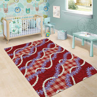 Red Hawaii Palaka Honohono Pikake Area Rug Hawaiian Orchid Lei Polynesian Pattern LT14 - Polynesian Pride