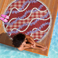 Red Hawaii Palaka Honohono Pikake Beach Blanket Hawaiian Orchid Lei Polynesian Pattern LT14 - Polynesian Pride