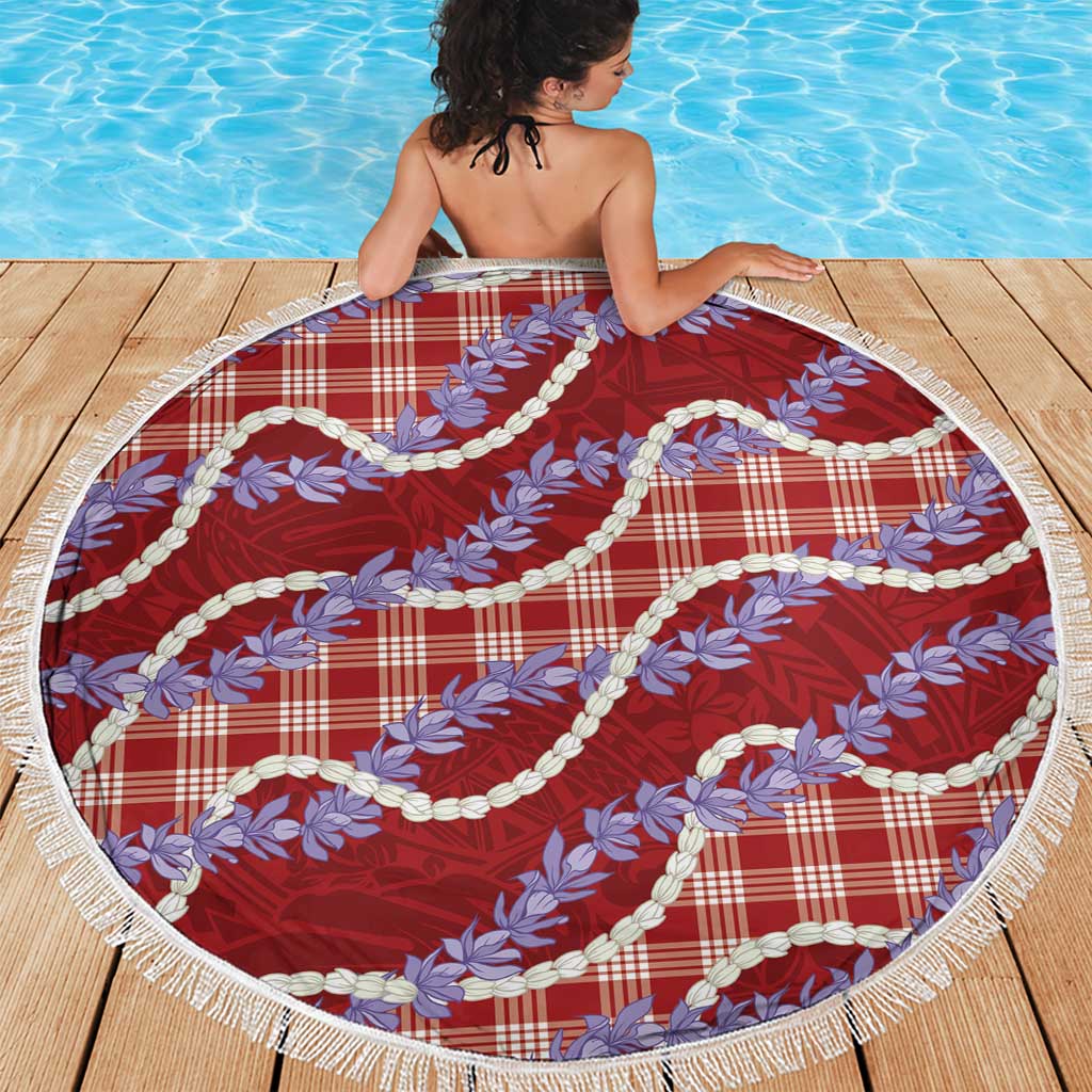 Red Hawaii Palaka Honohono Pikake Beach Blanket Hawaiian Orchid Lei Polynesian Pattern LT14 - Polynesian Pride