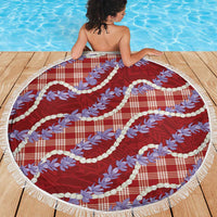 Red Hawaii Palaka Honohono Pikake Beach Blanket Hawaiian Orchid Lei Polynesian Pattern LT14 - Polynesian Pride