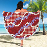 Red Hawaii Palaka Honohono Pikake Beach Blanket Hawaiian Orchid Lei Polynesian Pattern LT14 - Polynesian Pride
