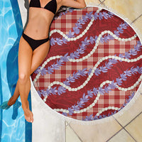 Red Hawaii Palaka Honohono Pikake Beach Blanket Hawaiian Orchid Lei Polynesian Pattern LT14 - Polynesian Pride