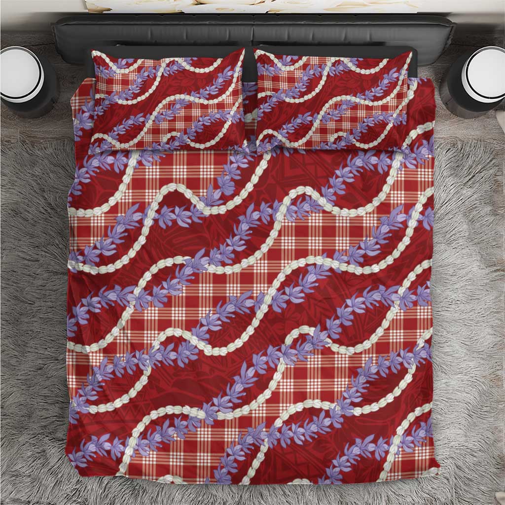Red Hawaii Palaka Honohono Pikake Bedding Set Hawaiian Orchid Lei Polynesian Pattern LT14 Red - Polynesian Pride