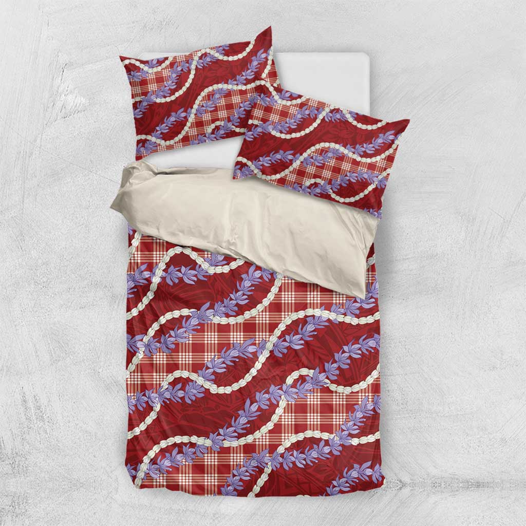 Red Hawaii Palaka Honohono Pikake Bedding Set Hawaiian Orchid Lei Polynesian Pattern LT14 US Twin 172cm x 218cm Red - Polynesian Pride