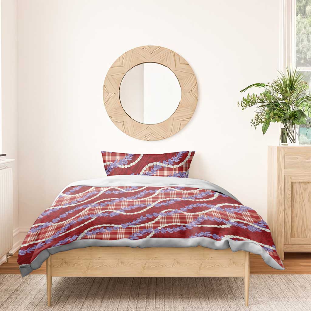 Red Hawaii Palaka Honohono Pikake Bedding Set Hawaiian Orchid Lei Polynesian Pattern LT14 - Polynesian Pride