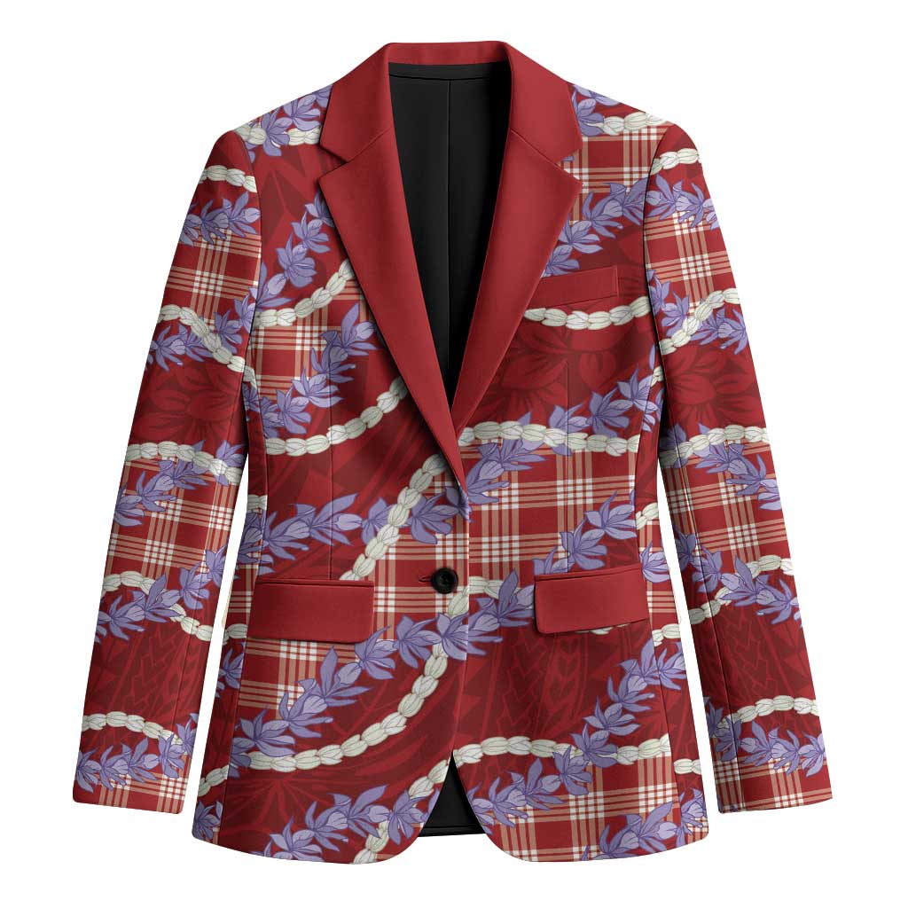 Red Hawaii Palaka Honohono Pikake Blazer Hawaiian Orchid Lei Polynesian Pattern LT14 Unisex Red - Polynesian Pride