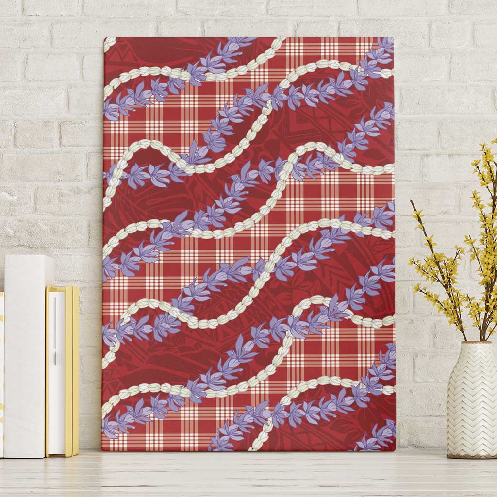 Red Hawaii Palaka Honohono Pikake Canvas Wall Art Hawaiian Orchid Lei Polynesian Pattern LT14 Without Frame Red - Polynesian Pride
