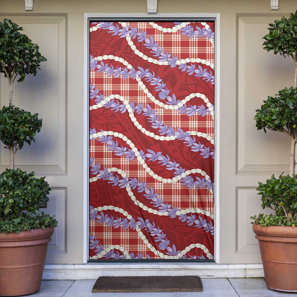 Red Hawaii Palaka Honohono Pikake Door Cover Hawaiian Orchid Lei Polynesian Pattern LT14 Red - Polynesian Pride