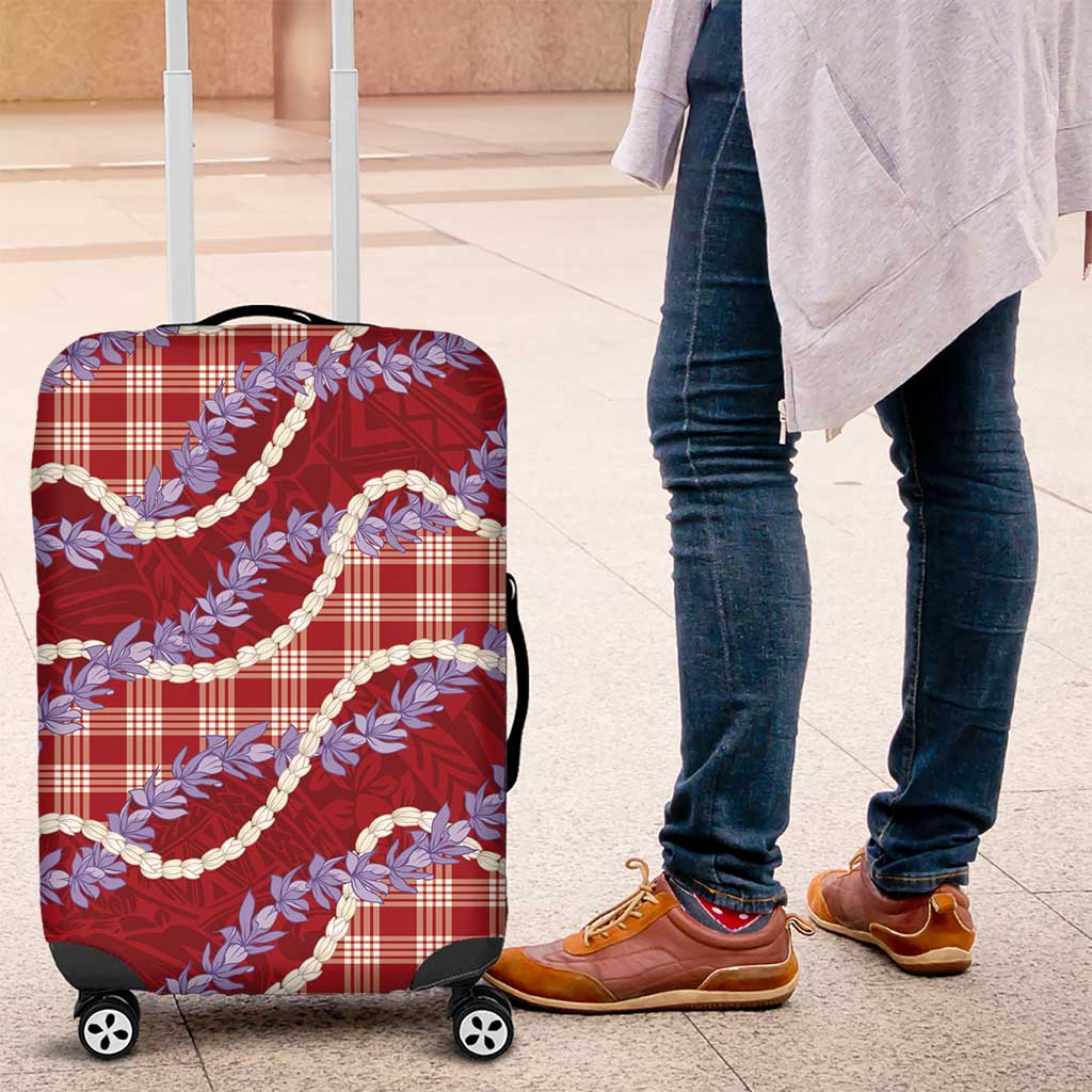 Red Hawaii Palaka Honohono Pikake Luggage Cover Hawaiian Orchid Lei Polynesian Pattern LT14 Red - Polynesian Pride