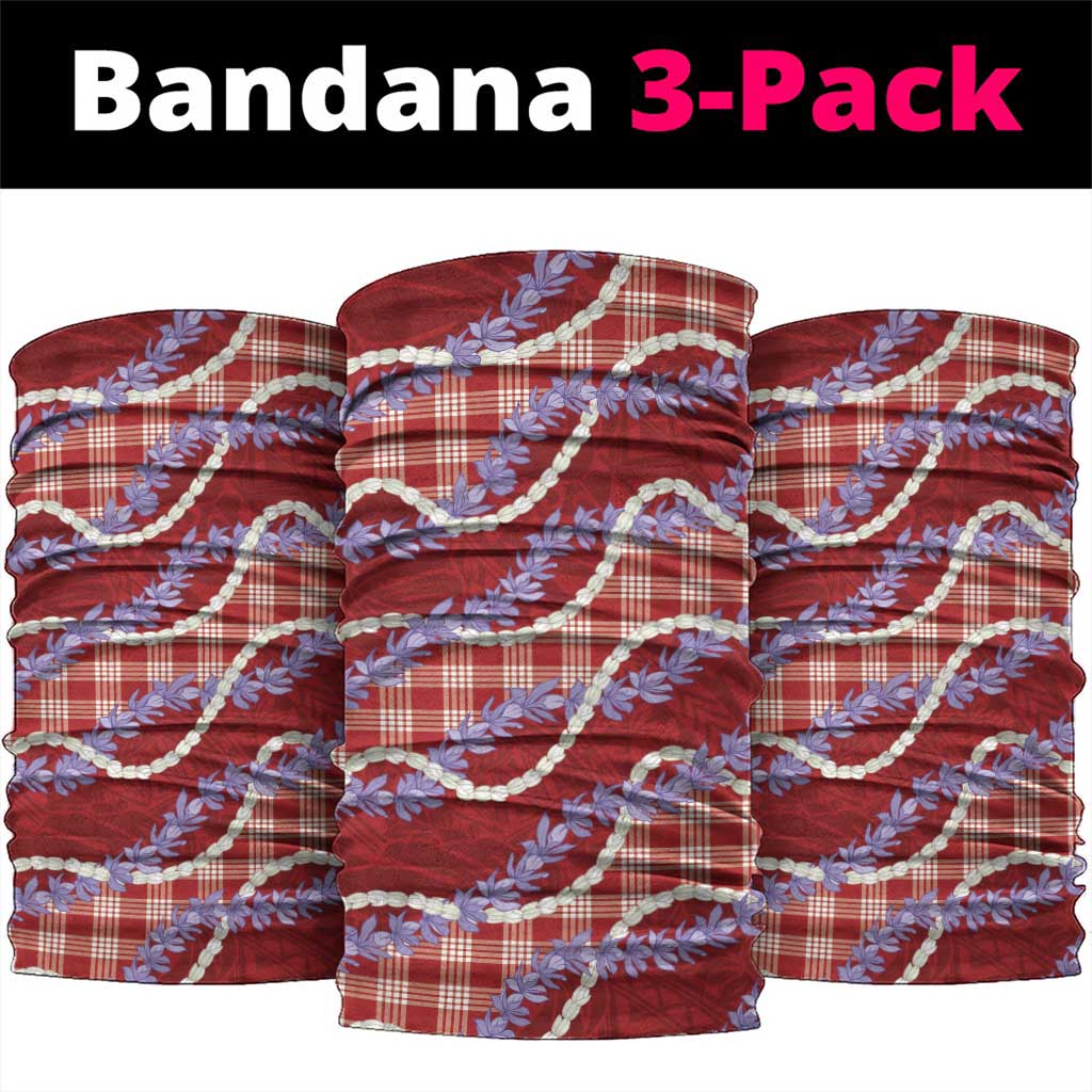 Red Hawaii Palaka Honohono Pikake Neck Gaiter Hawaiian Orchid Lei Polynesian Pattern LT14 package One Size: 25*50cm Red - Polynesian Pride