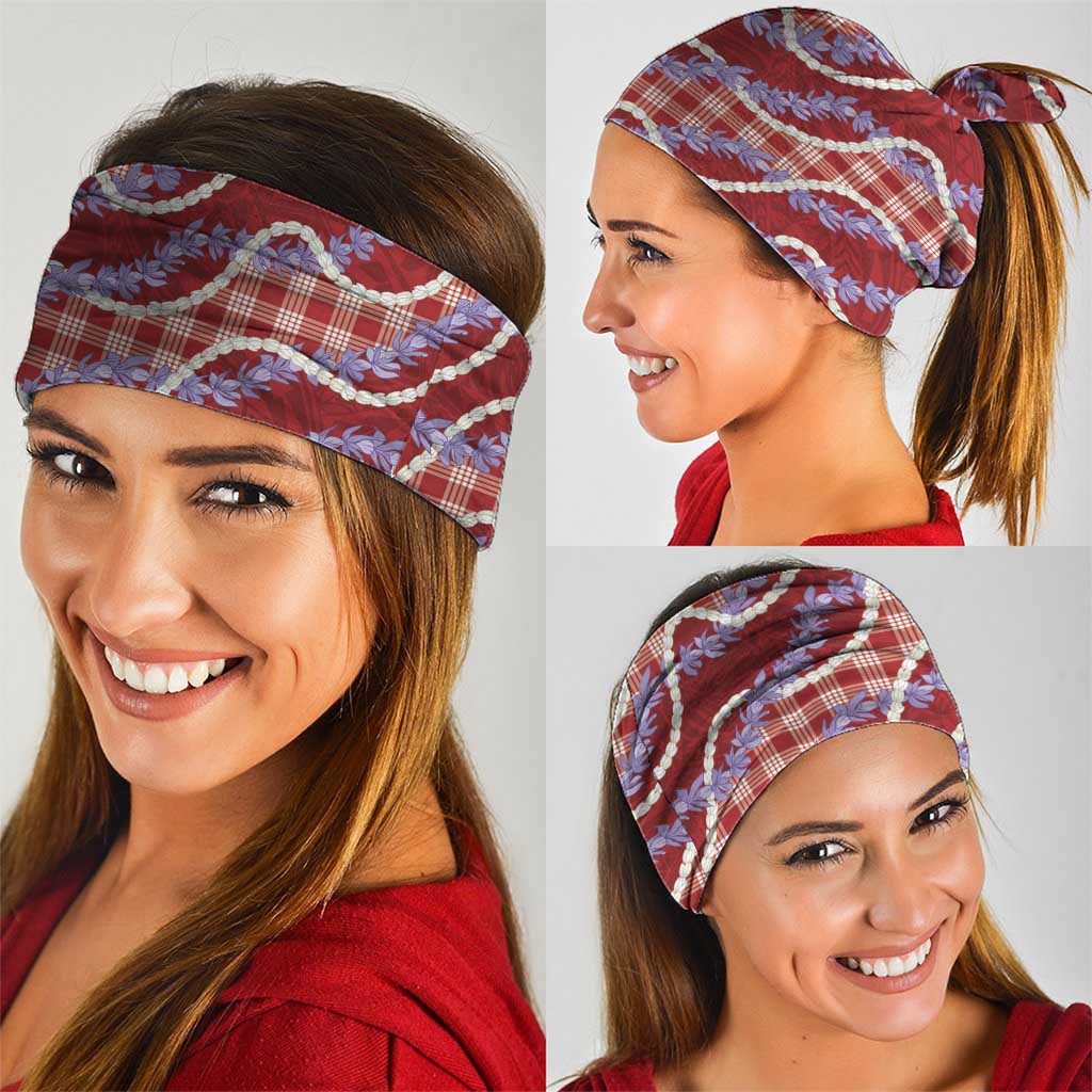 Red Hawaii Palaka Honohono Pikake Neck Gaiter Hawaiian Orchid Lei Polynesian Pattern LT14 - Polynesian Pride