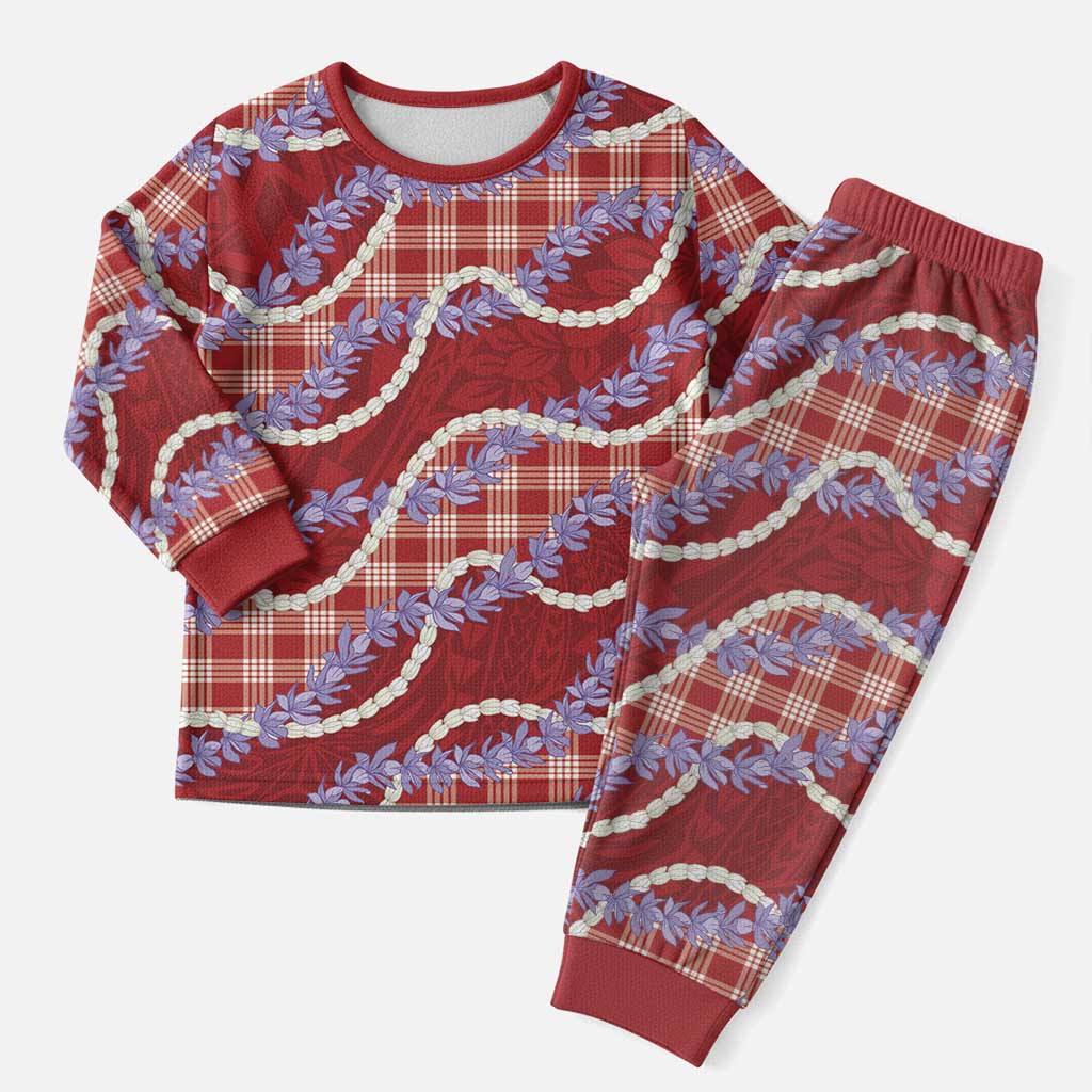 Red Hawaii Palaka Honohono Pikake Christmas Pajama Set Hawaiian Orchid Lei Polynesian Pattern LT14 Men Red - Polynesian Pride