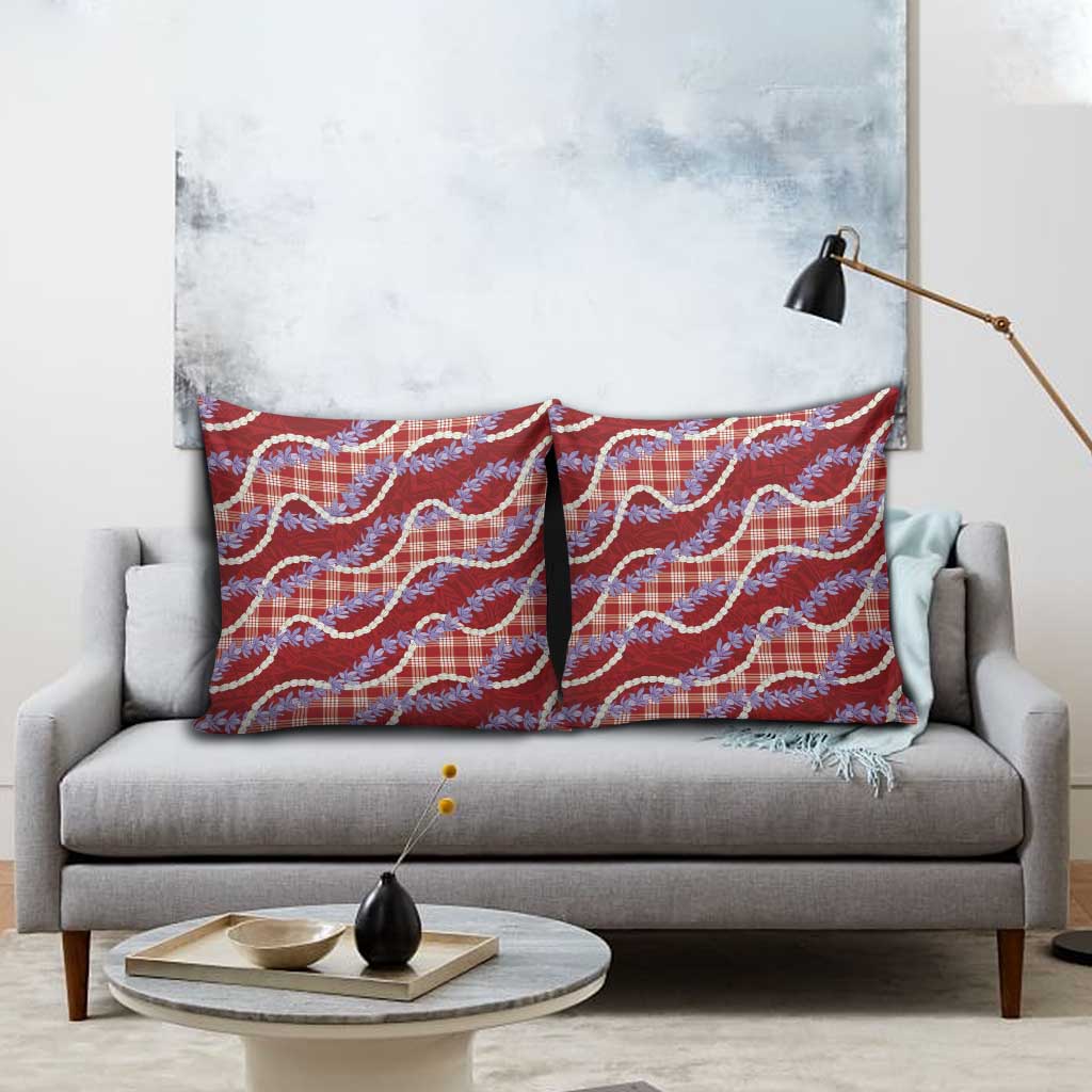Red Hawaii Palaka Honohono Pikake Pillow Cover Hawaiian Orchid Lei Polynesian Pattern LT14 - Polynesian Pride