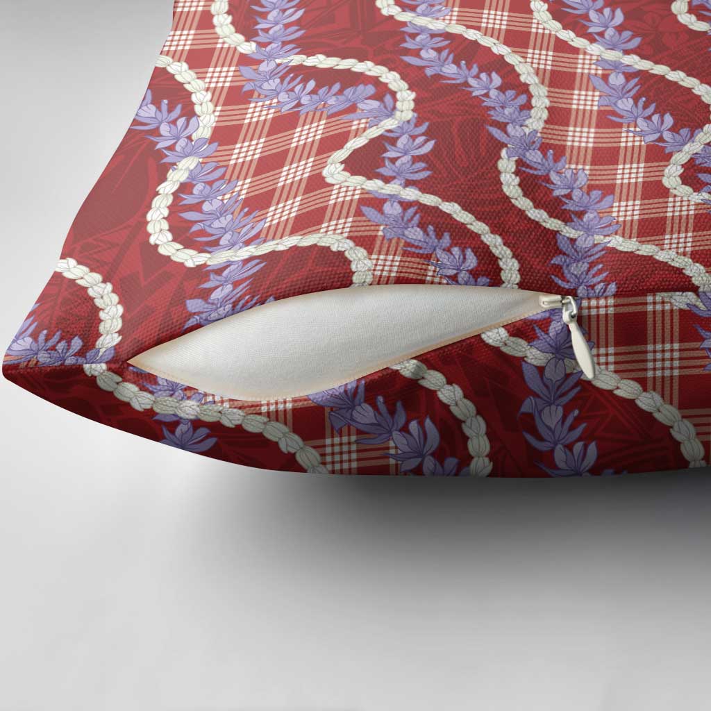 Red Hawaii Palaka Honohono Pikake Pillow Cover Hawaiian Orchid Lei Polynesian Pattern LT14 - Polynesian Pride