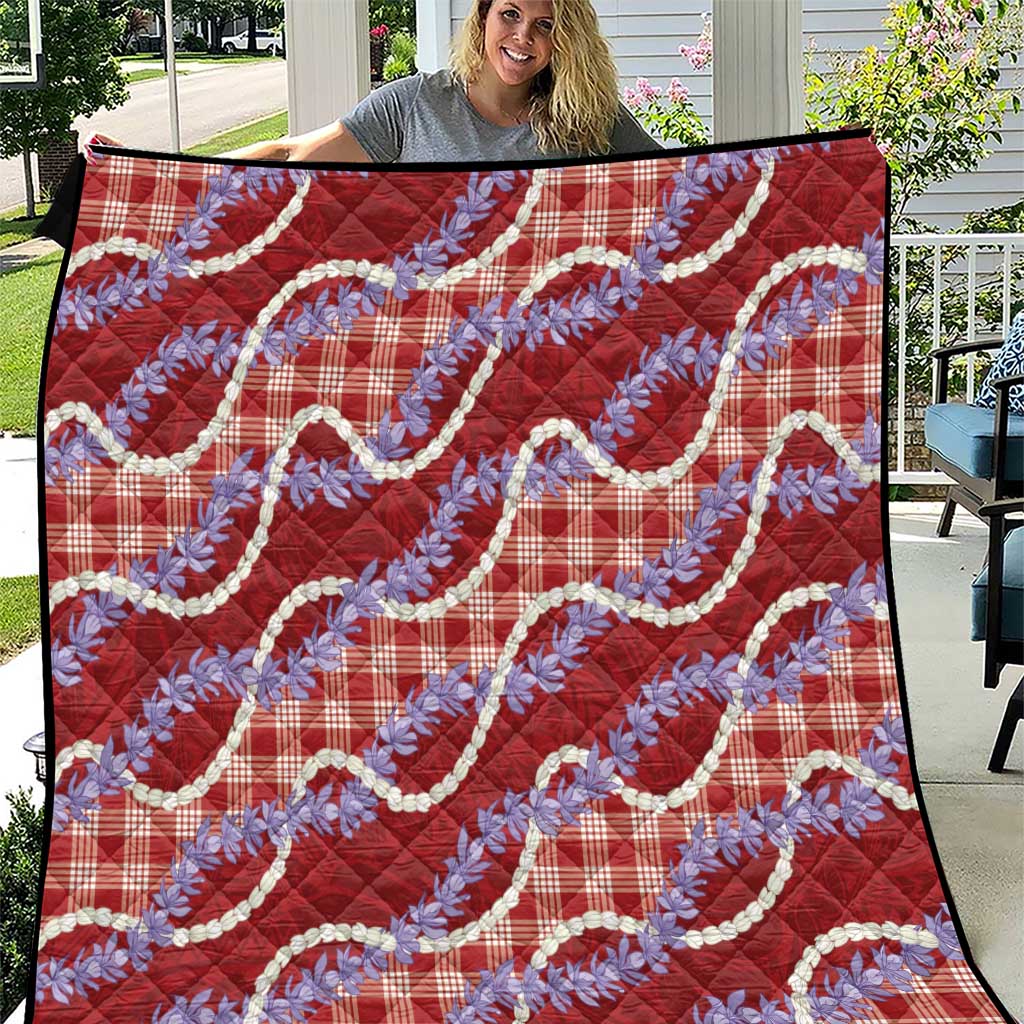Red Hawaii Palaka Honohono Pikake Quilt Hawaiian Orchid Lei Polynesian Pattern LT14 Red - Polynesian Pride