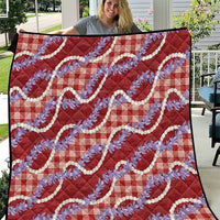 Red Hawaii Palaka Honohono Pikake Quilt Hawaiian Orchid Lei Polynesian Pattern LT14 Red - Polynesian Pride