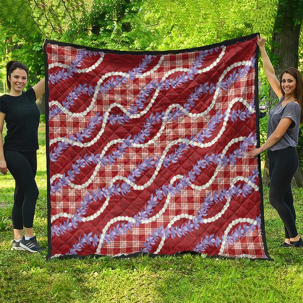 Red Hawaii Palaka Honohono Pikake Quilt Hawaiian Orchid Lei Polynesian Pattern LT14 - Polynesian Pride