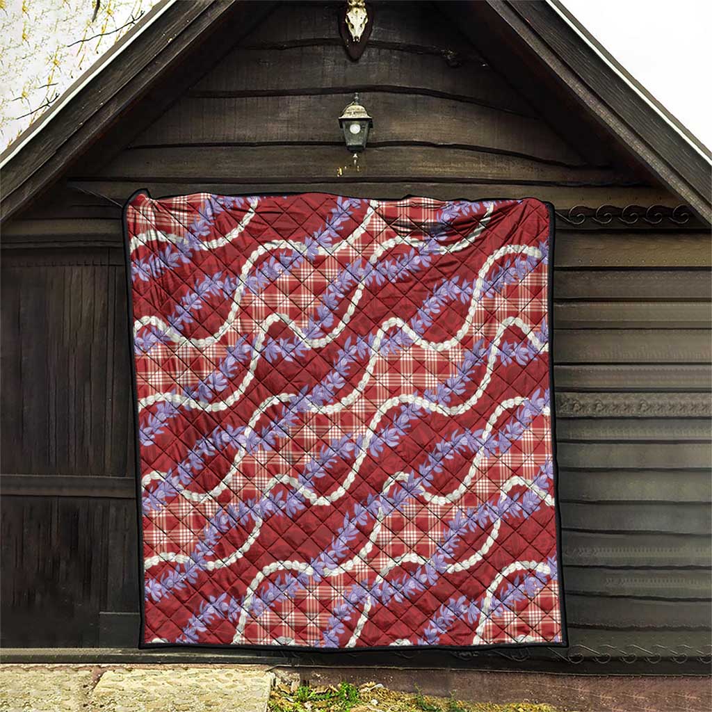 Red Hawaii Palaka Honohono Pikake Quilt Hawaiian Orchid Lei Polynesian Pattern LT14 - Polynesian Pride
