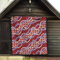 Red Hawaii Palaka Honohono Pikake Quilt Hawaiian Orchid Lei Polynesian Pattern LT14 - Polynesian Pride